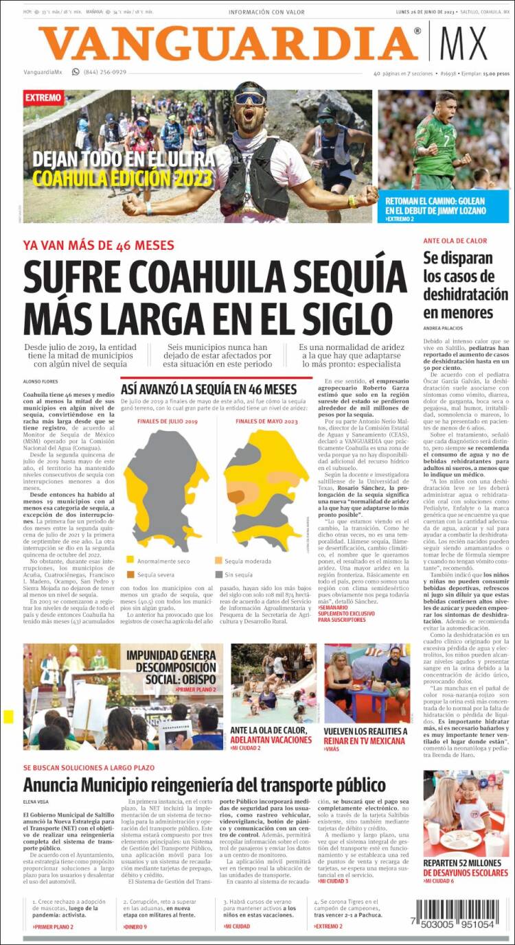Portada de Vanguardia (M&eacute;xico)