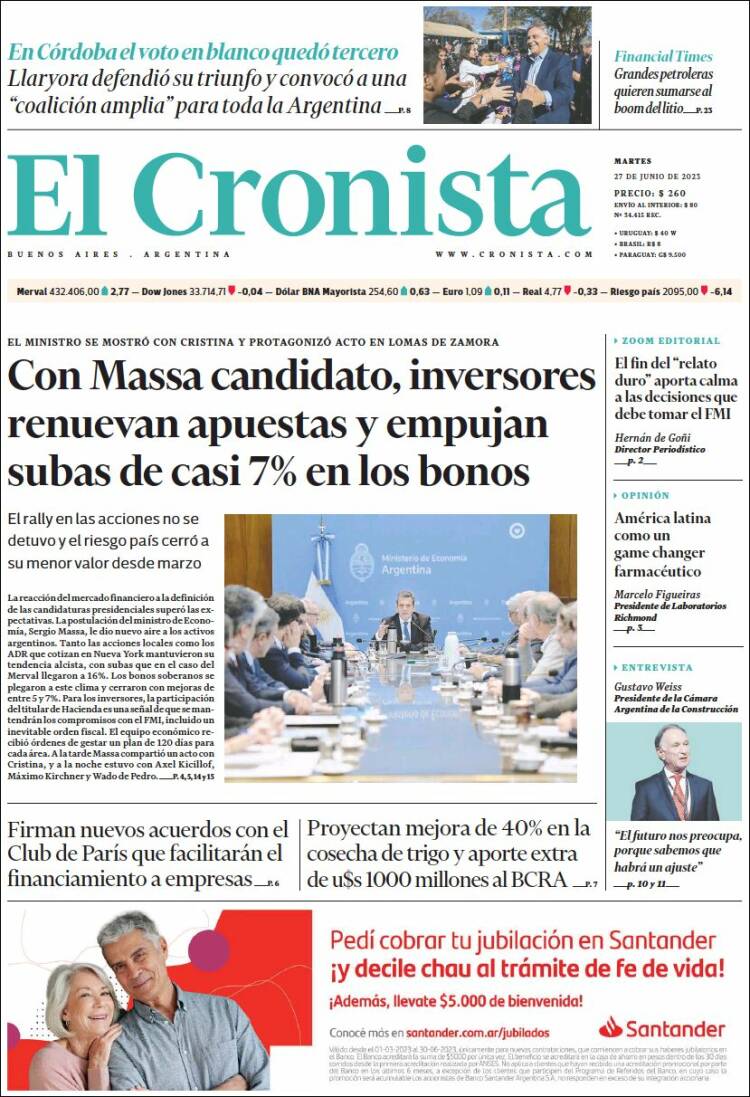 Portada de El Cronista Comercial (Argentina)