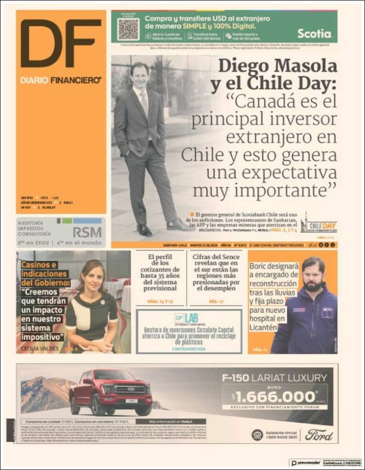 Portada de Diario Financiero (Chile)