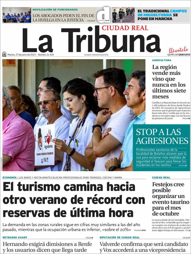 Portada de La Tribuna de Ciudad Real (España)