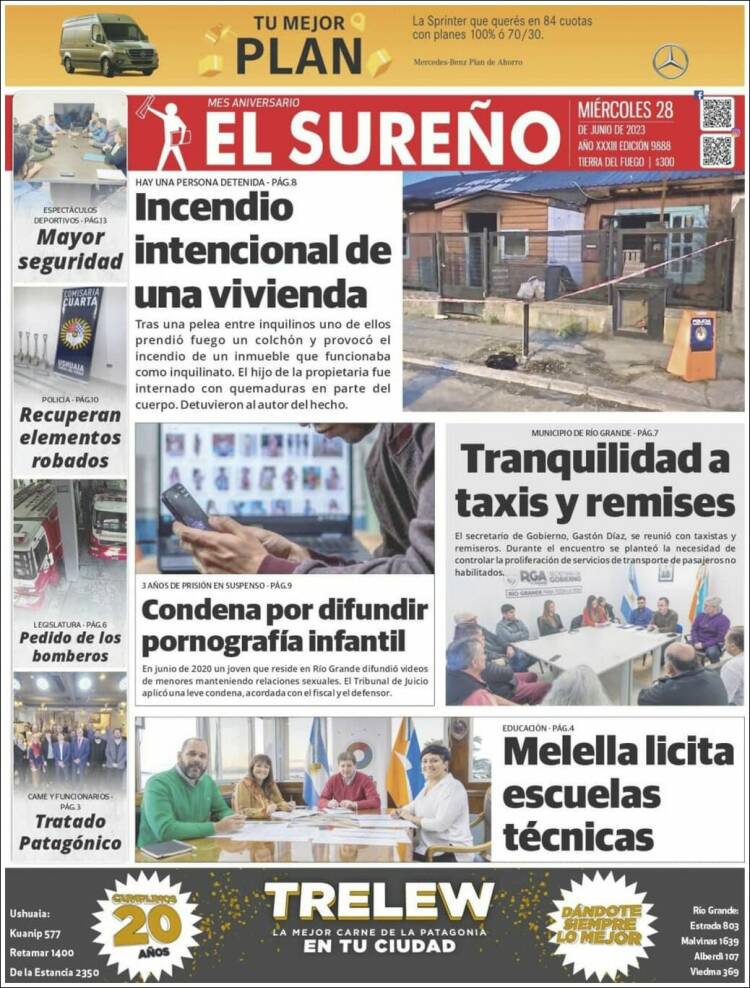 Portada de Diario El Sureño (Argentina)