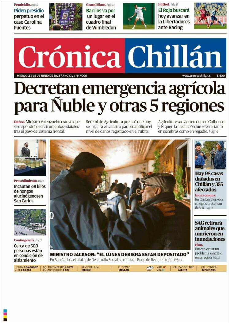 Portada de Crónica Chillán (Chile)