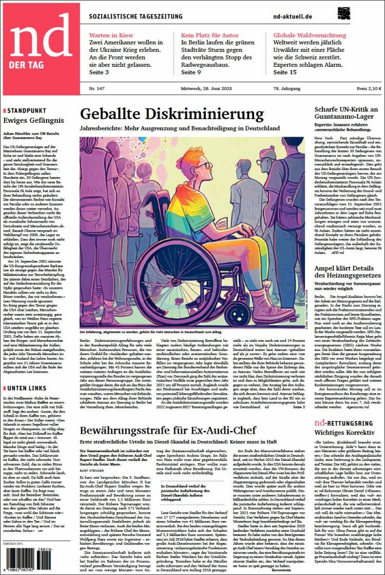 Portada de Neues Deutschland (Germany)