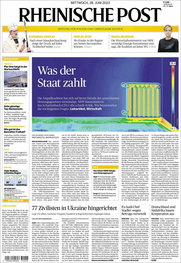 Portada de Rheinische Post (Alemania)