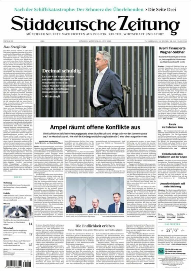 Portada de Sueddeutsche (Alemania)