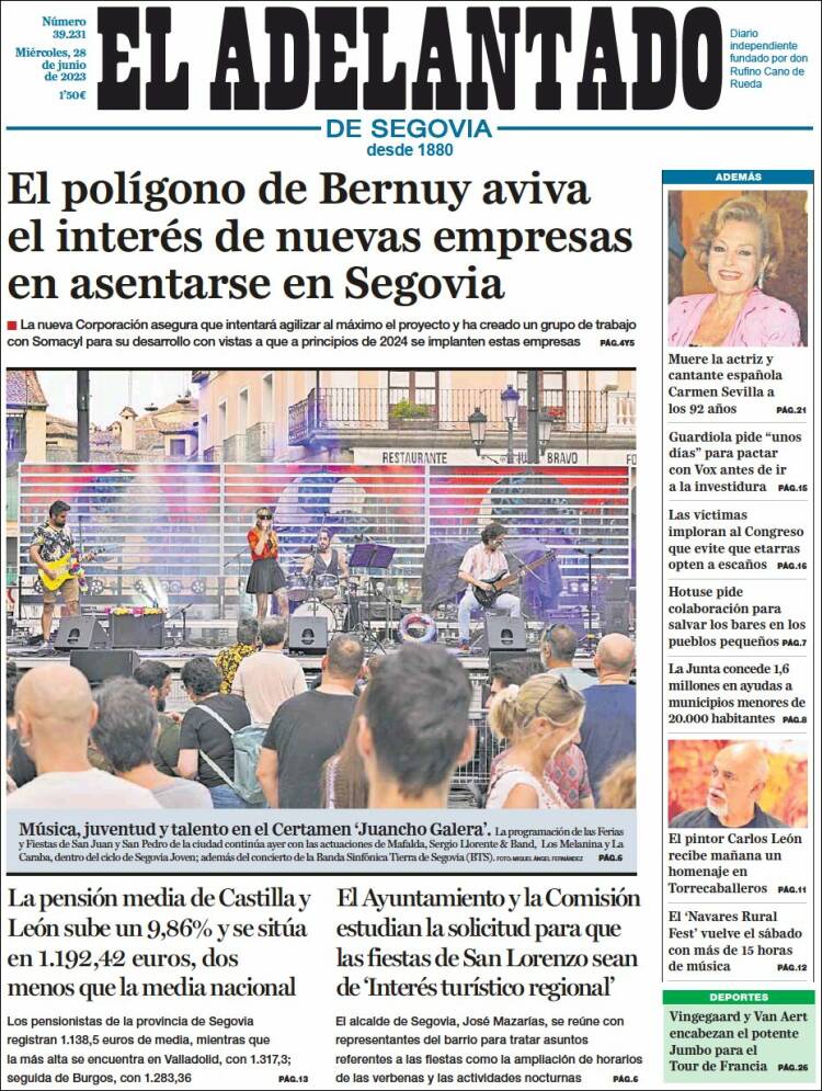 Portada de El Adelantado de Segovia (España)