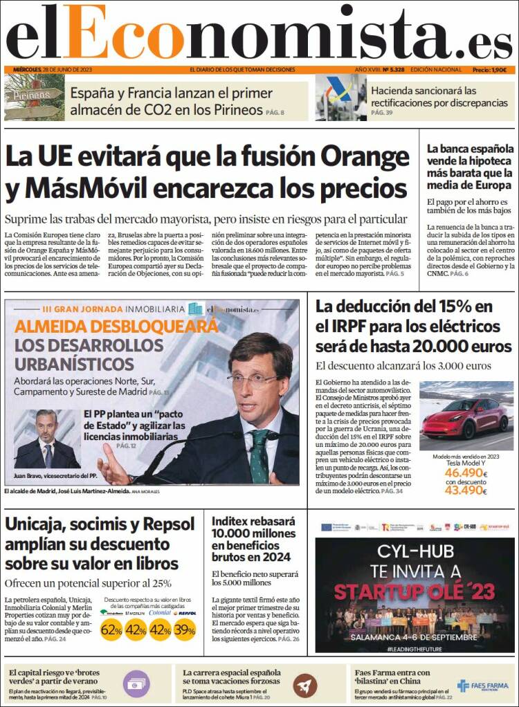 Portada de El Economista (España)