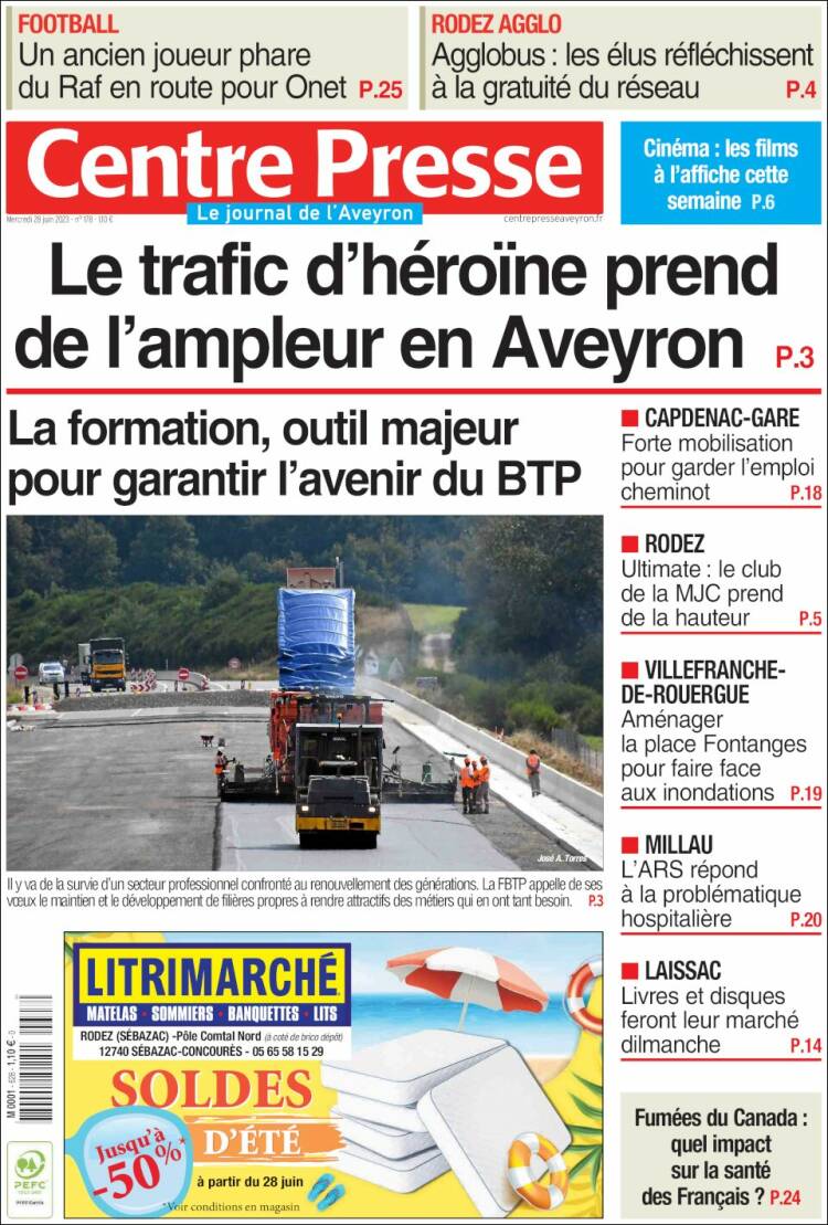 Portada de Centre Presse (Francia)