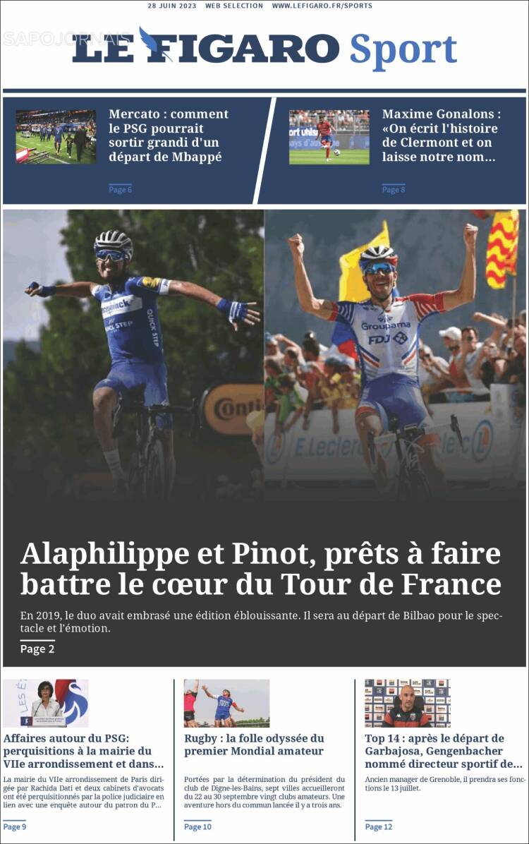 Portada de Le Figaro Sport (Francia)