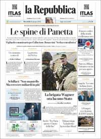 Portada de La Repubblica (Italia)