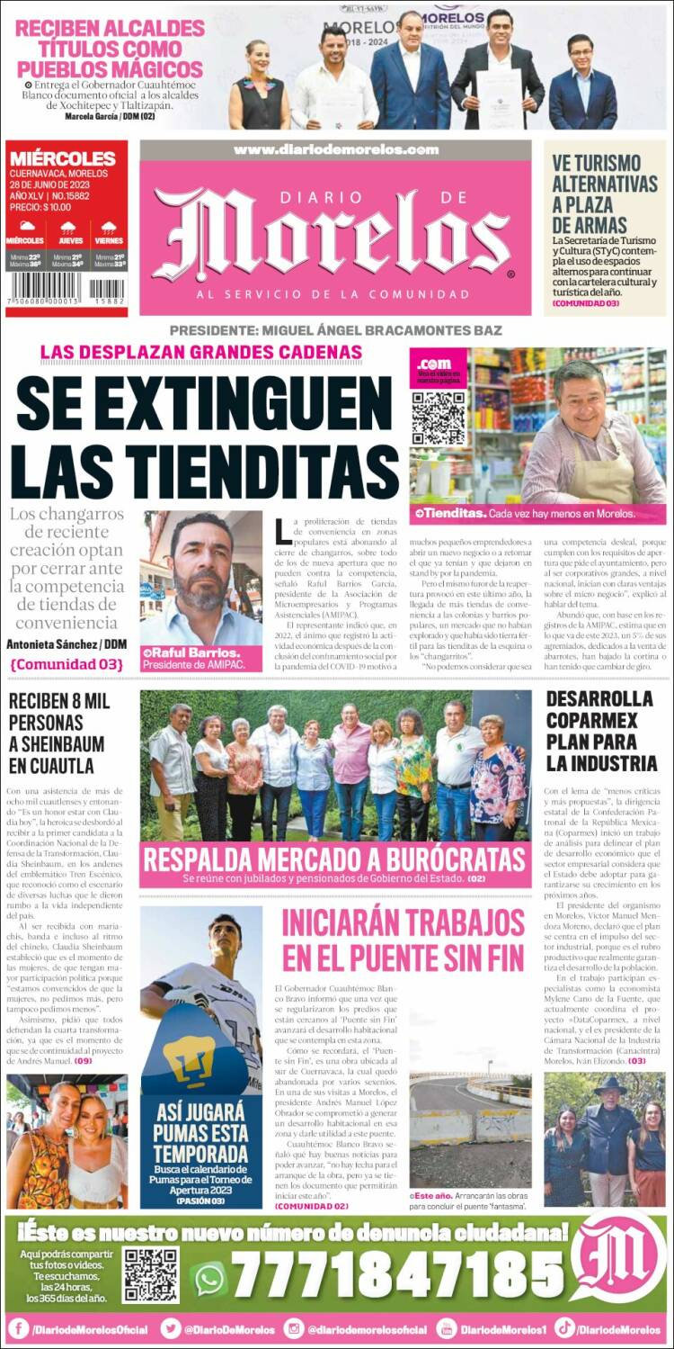 Portada de Diario de Morelos (M&eacute;xico)