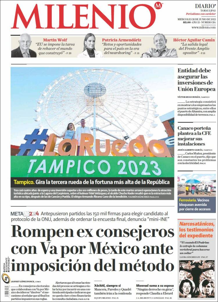 Portada de Milenio - Tamaulipas (México)