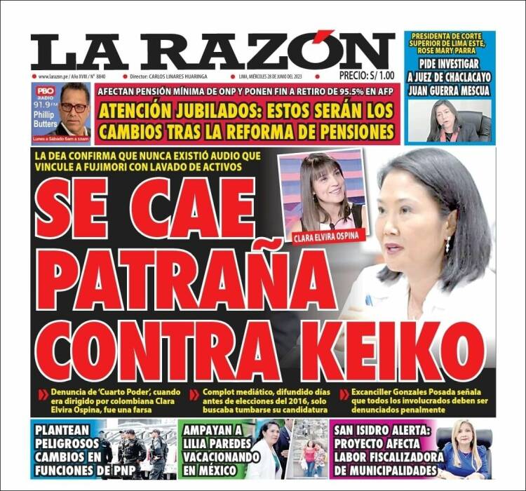 Portada de La Razón (Perú)