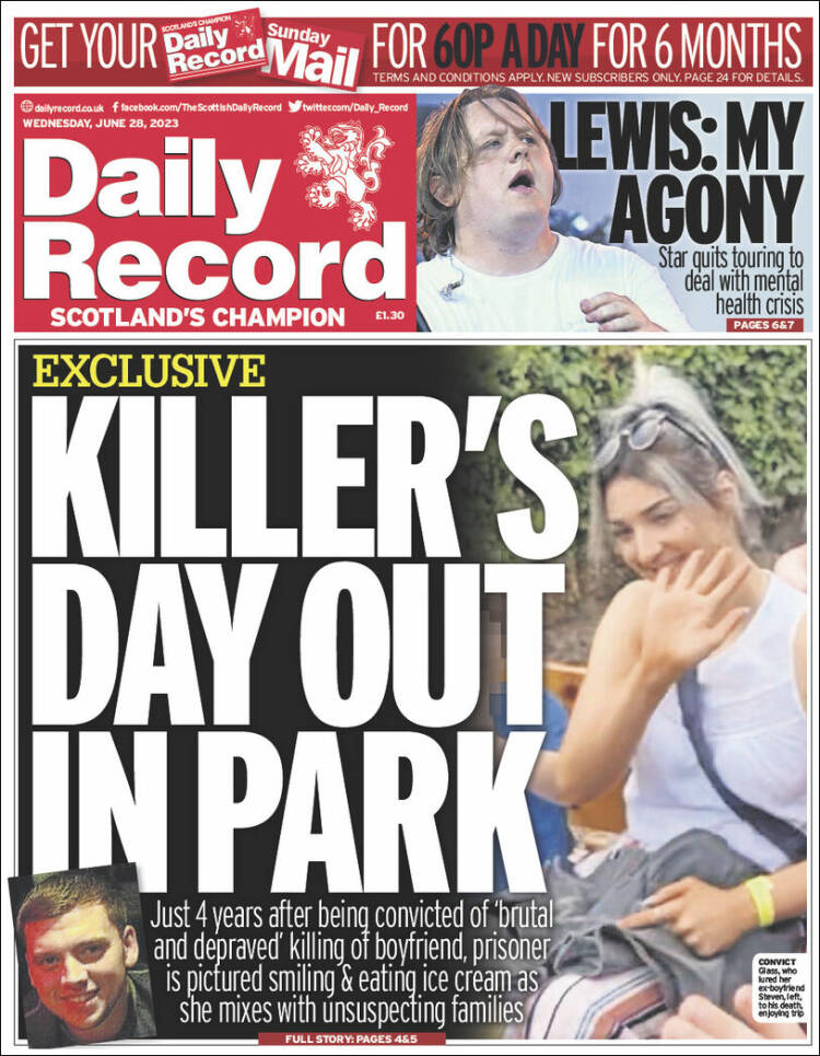 Portada de Daily Record (Reino Unido)