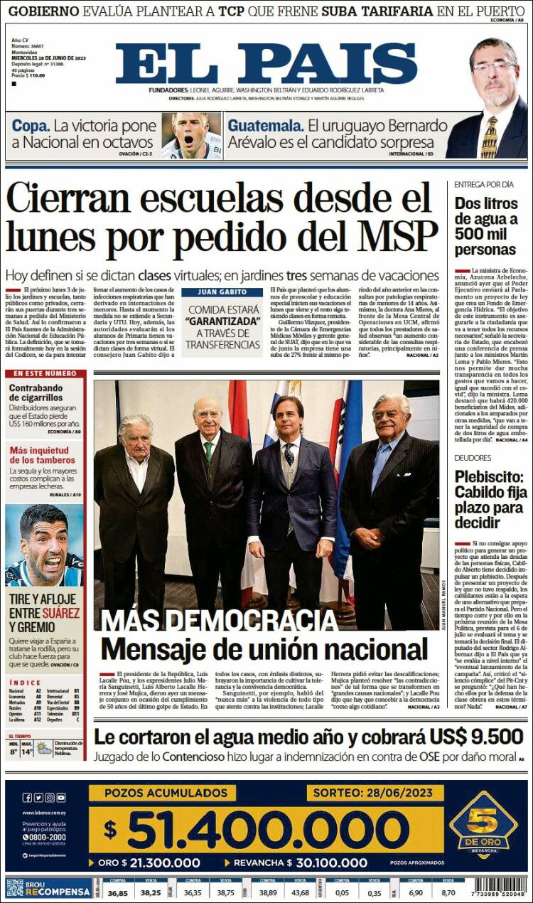 Portada de El País (Uruguay)