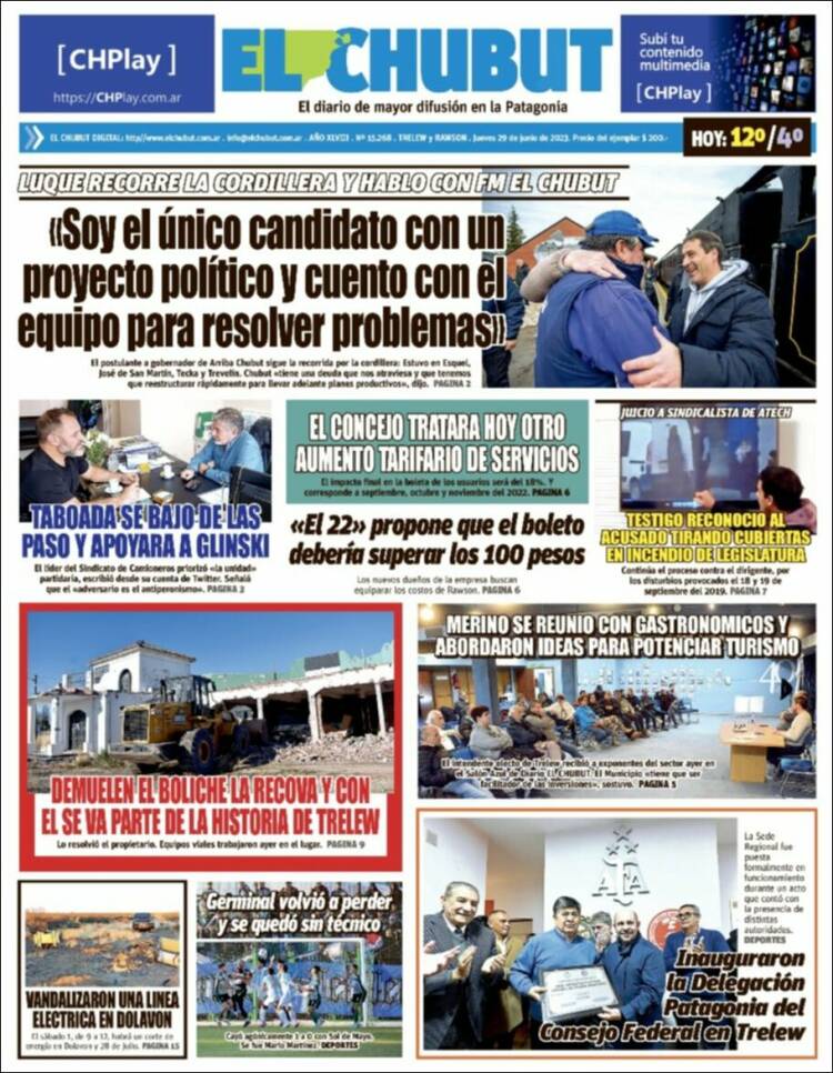 Portada de El Chubut (Argentina)