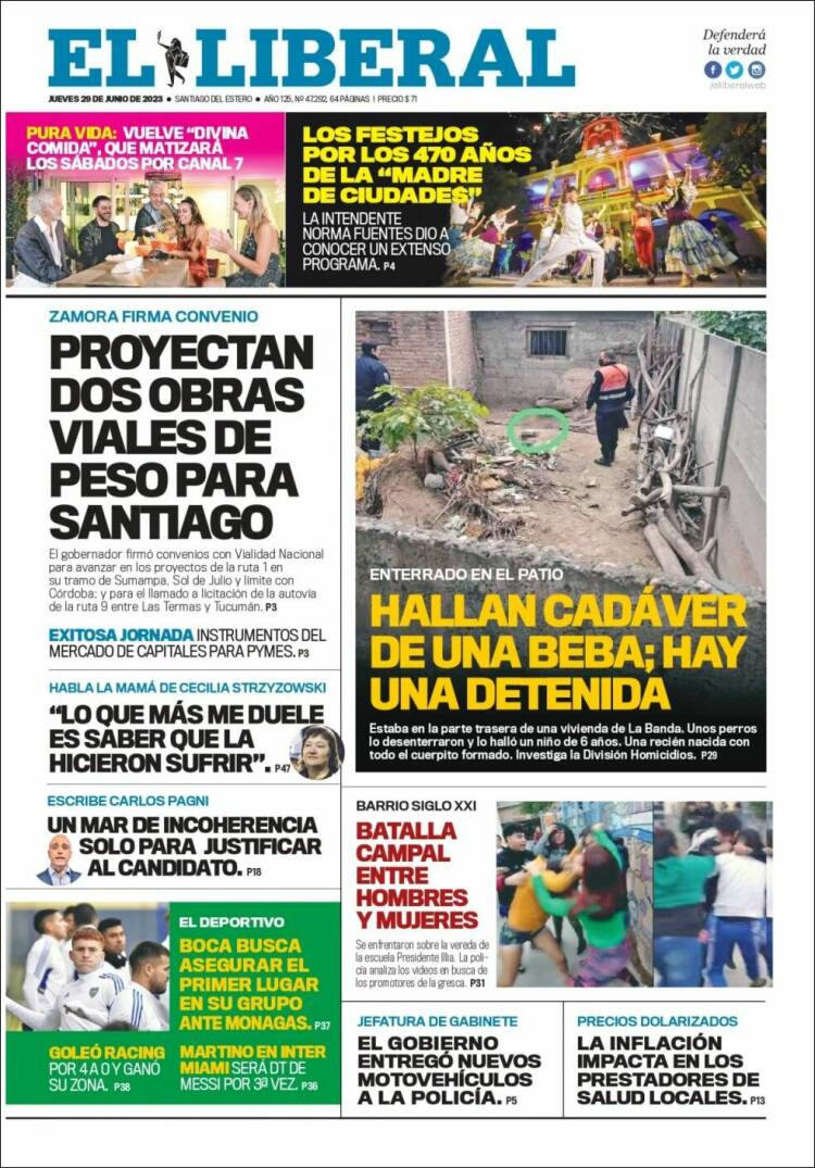 Portada de Diario El Liberal (Argentina)