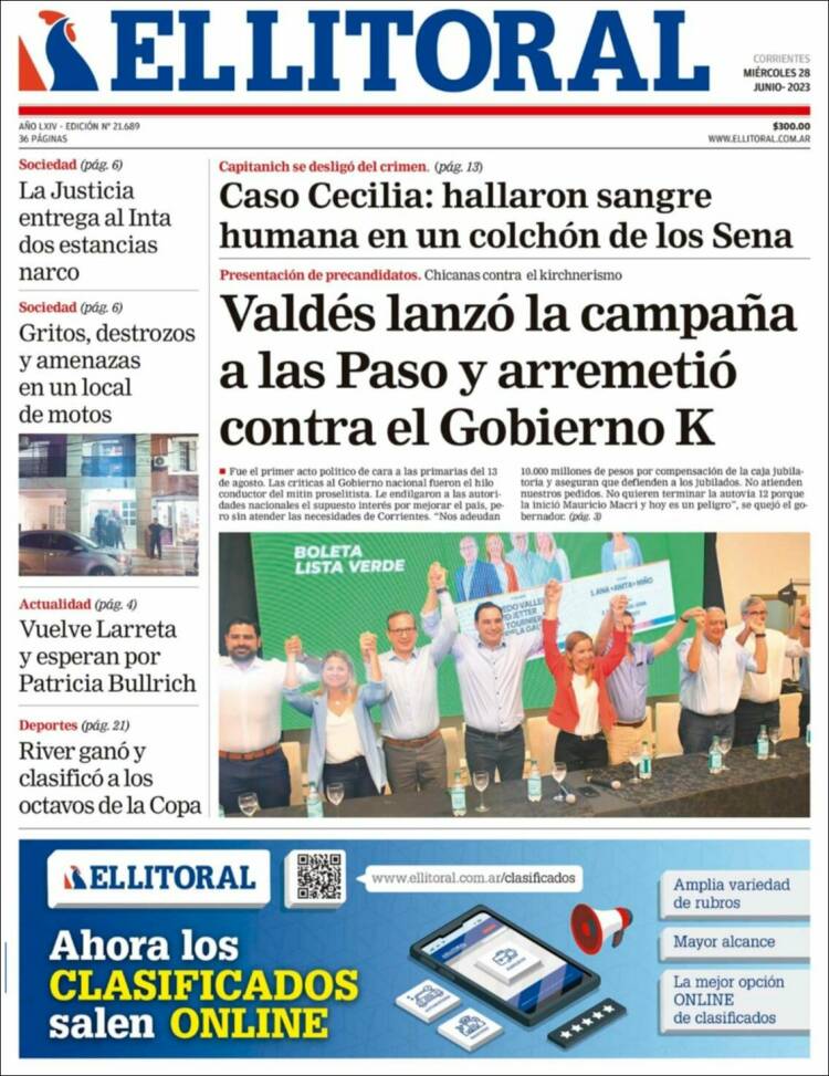 Portada de El Litoral Corrientes (Argentina)