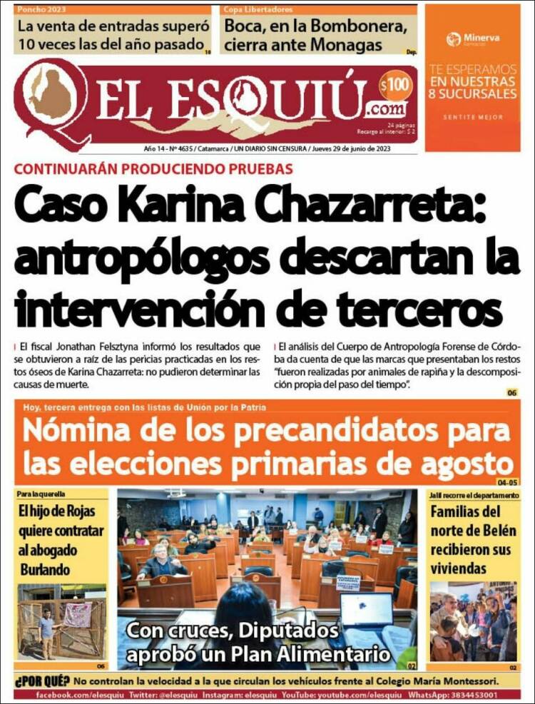 Portada de El Esquiu (Argentina)