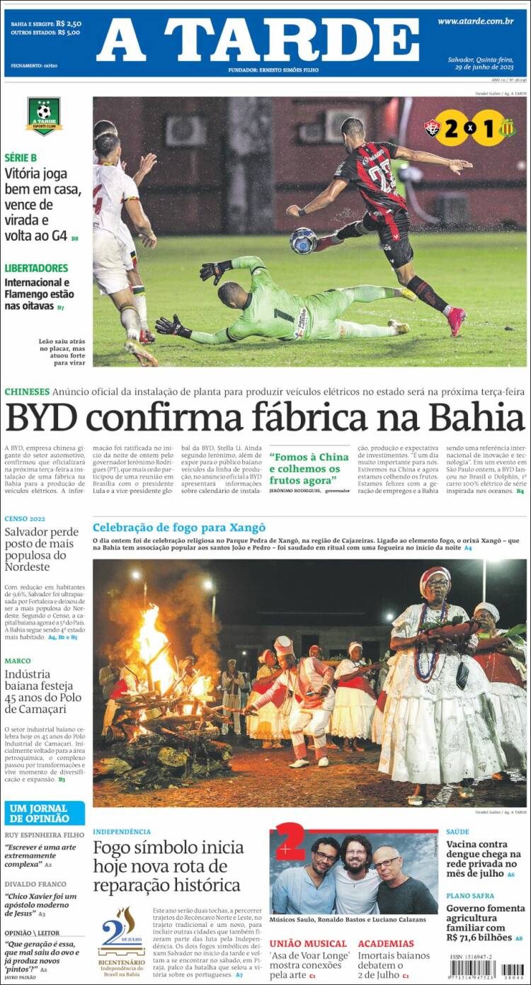 Portada de Diário A Tarde (Brasil)