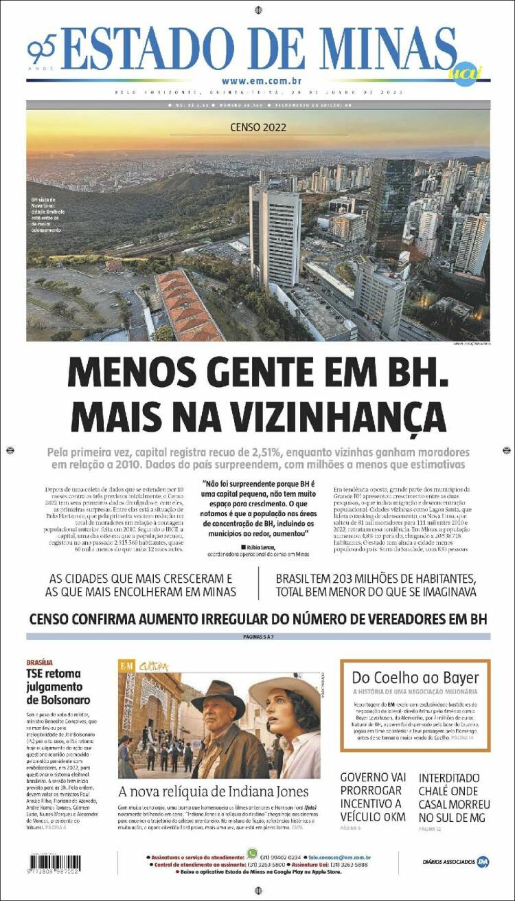 Portada de Jornal Estado de Minas (Brasil)