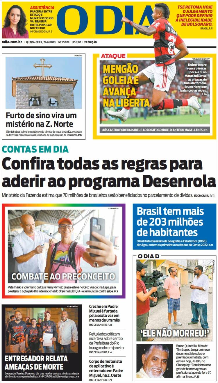 Portada de O Dia (Brasil)