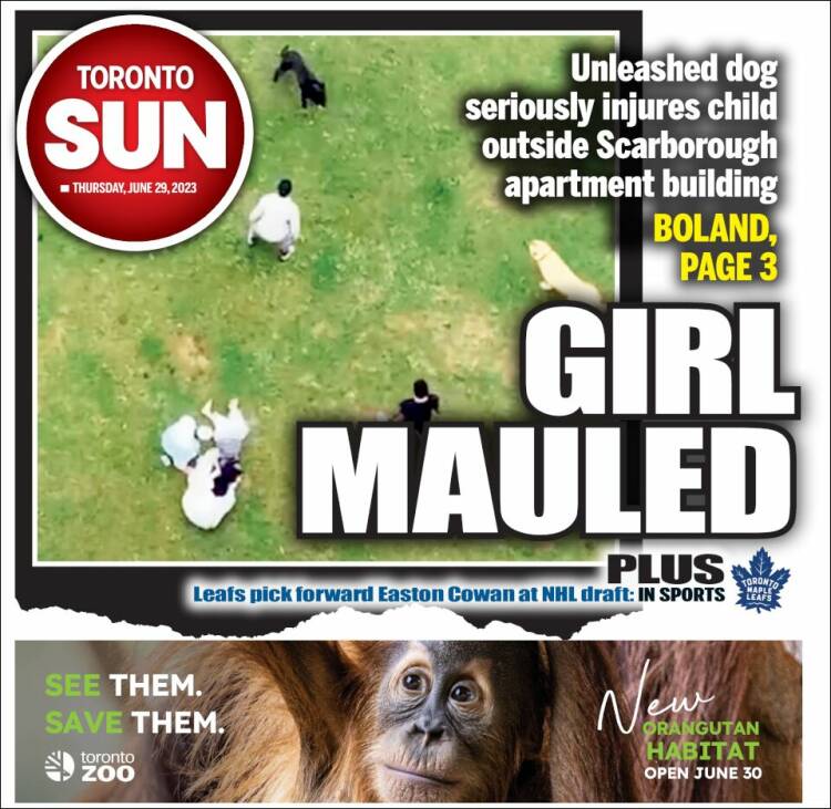 Portada de The Toronto Sun (Canadá)