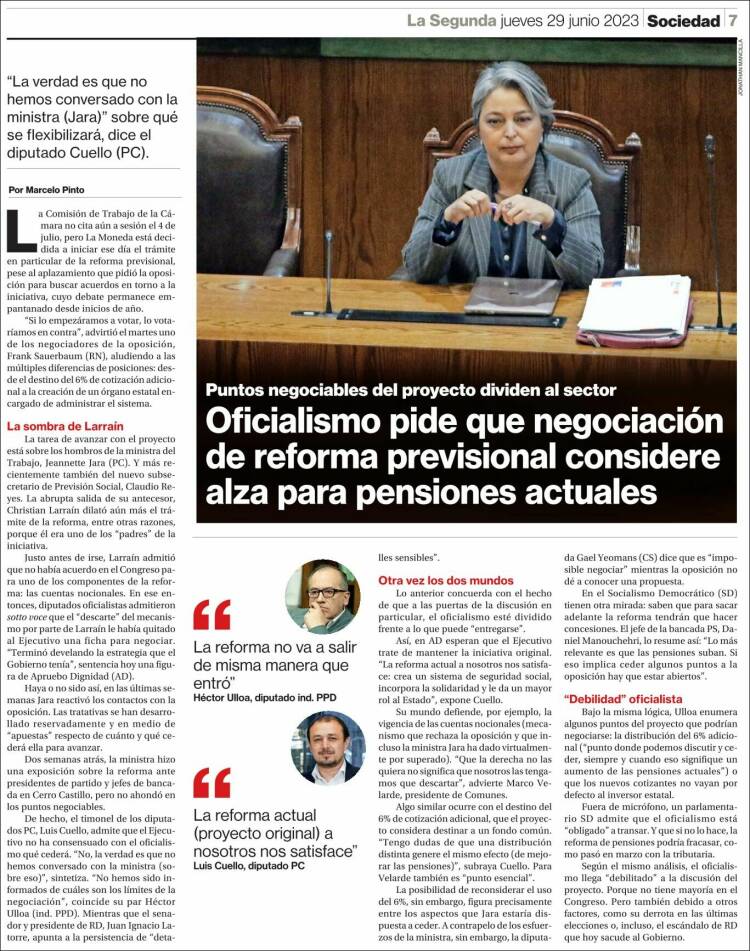 Portada de La Segunda (Chile)