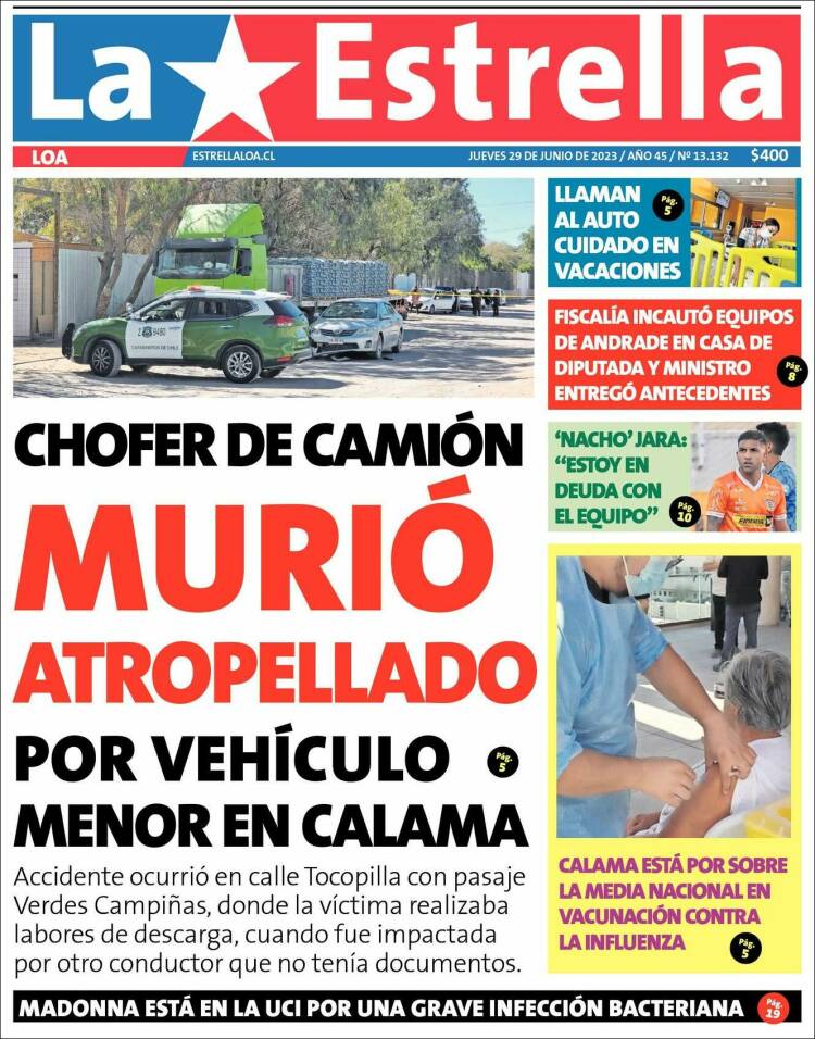 Portada de La Estrella de Loa (Chile)