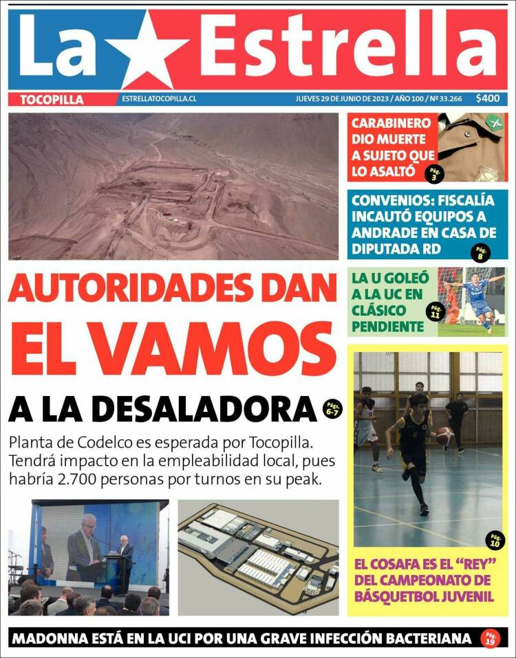 Portada de La Estrella de Tocopilla (Chile)