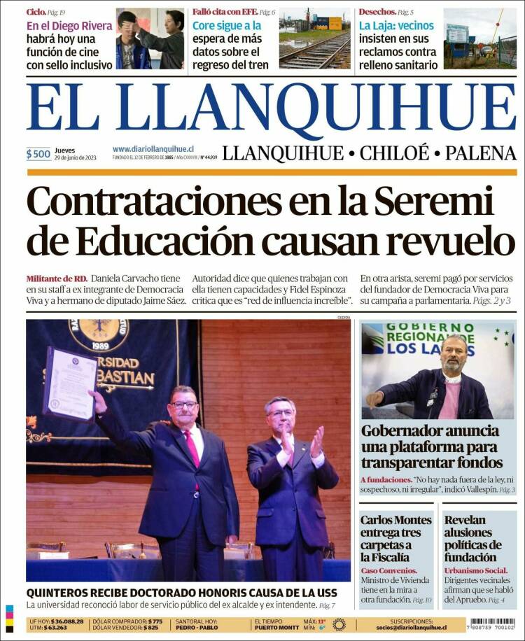 Portada de El Llanquihue (Chile)