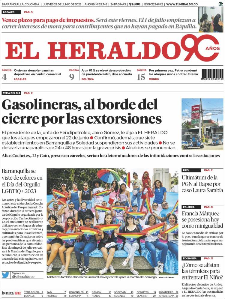 Portada de El Heraldo (Colombia)