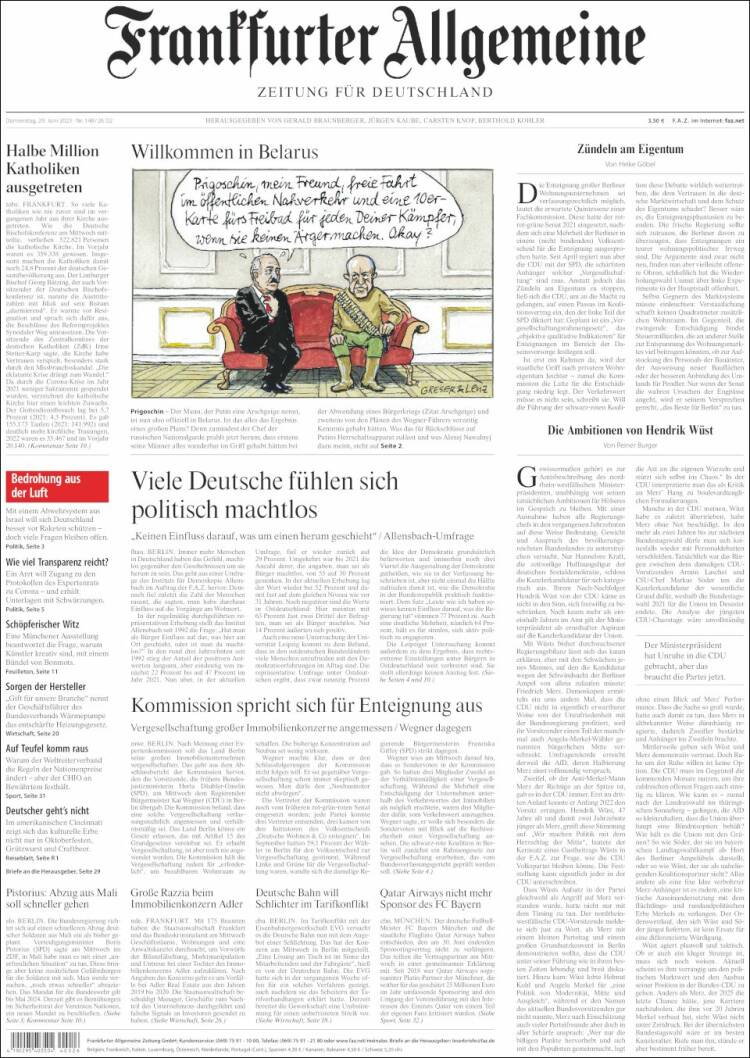 Portada de Frankfurter Allgemeine (Alemania)