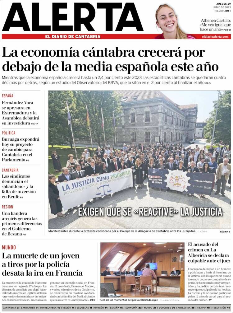 Portada de Alerta - El Diario de Cantabria (España)