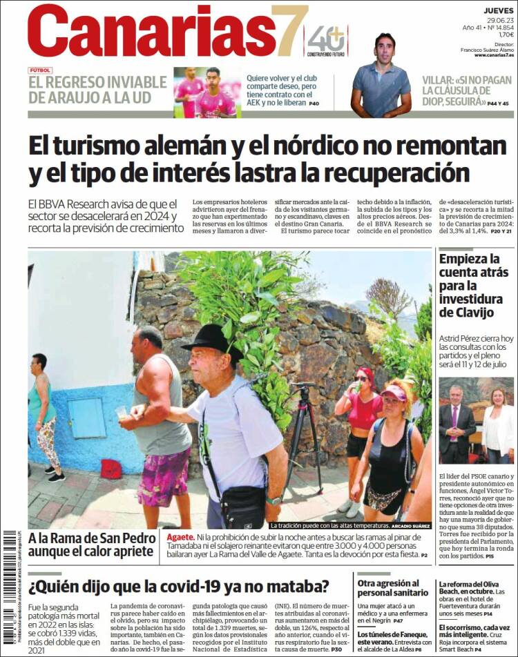 Portada de Canarias 7 (España)