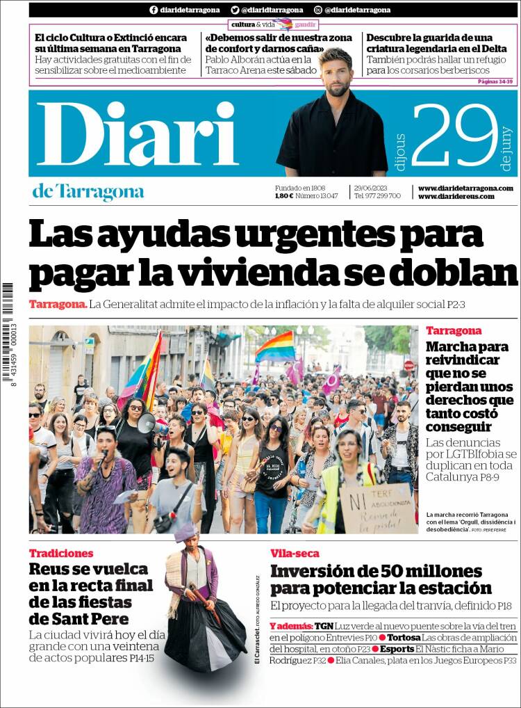Portada de Diari de Tarragona (España)