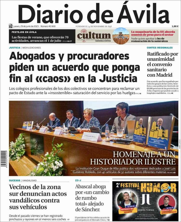 Portada de Diario de Ávila (España)