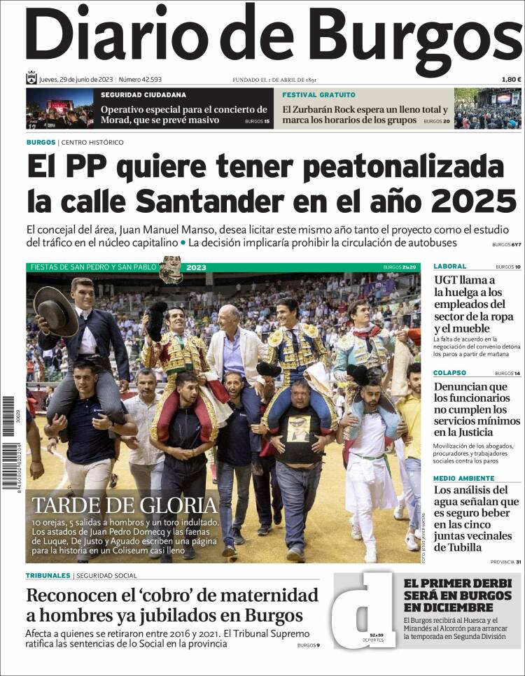 Portada de Diario de Burgos (España)