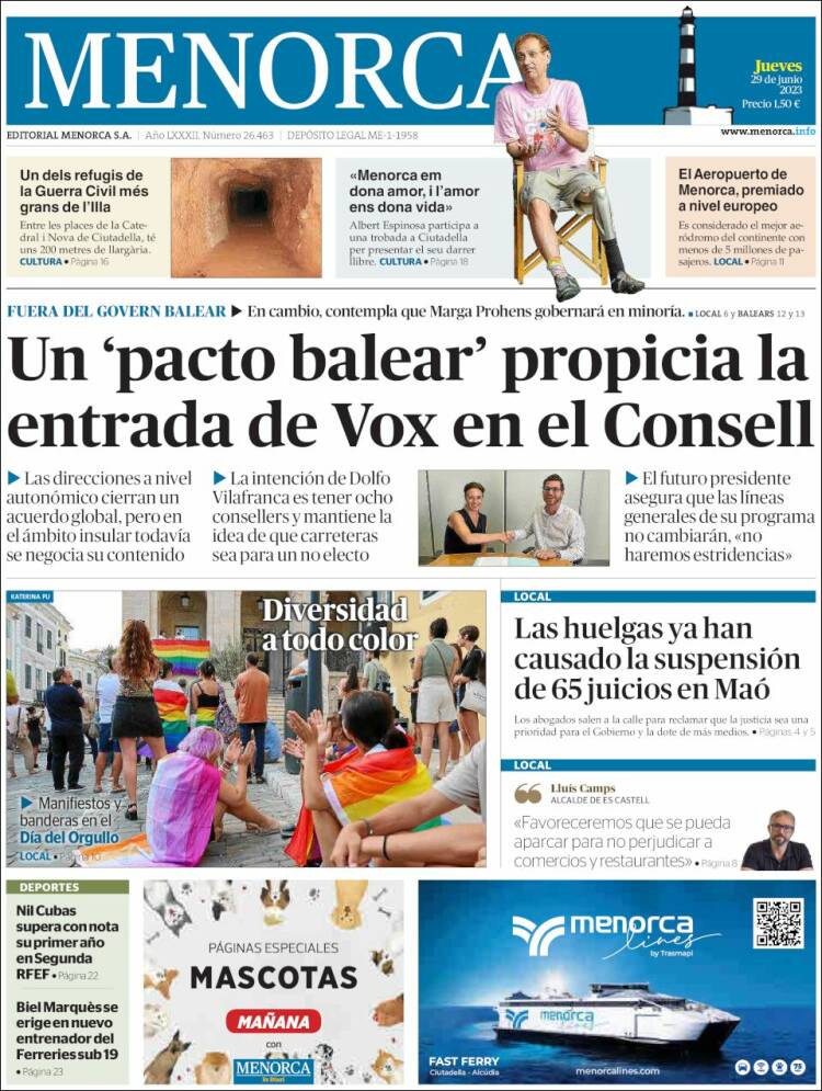 Portada de Menorca - Diario Insular (Spain)