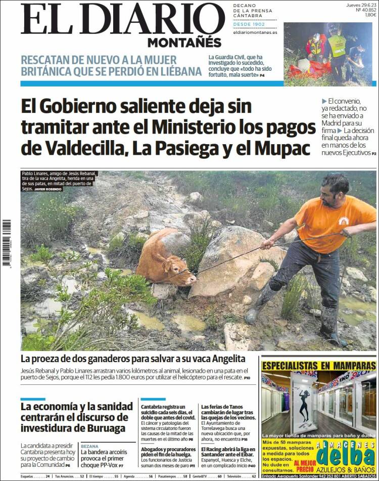 Portada de El Diario Montañés (España)