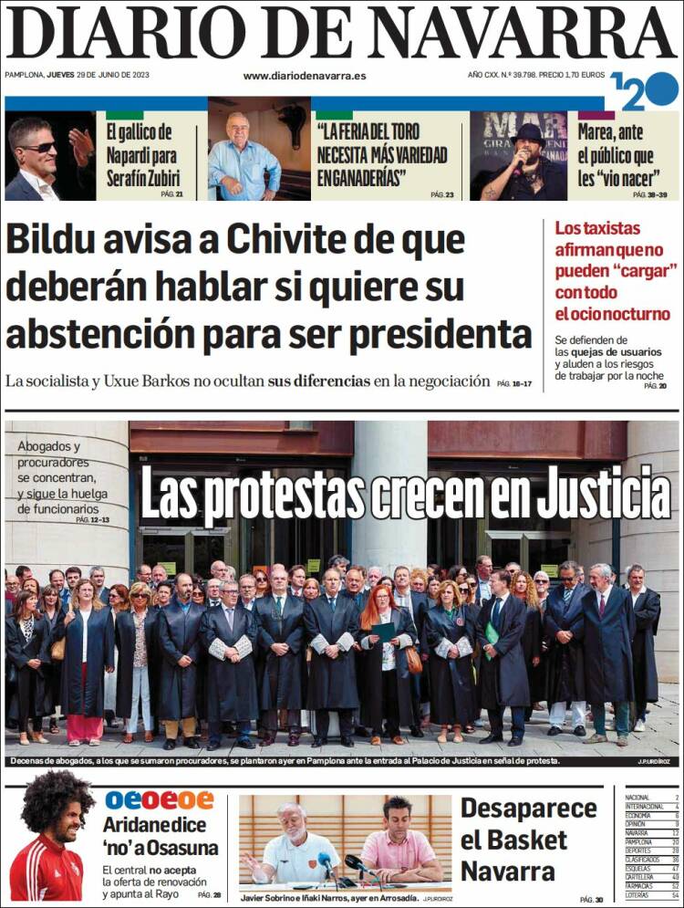 Portada de Diario de Navarra (España)