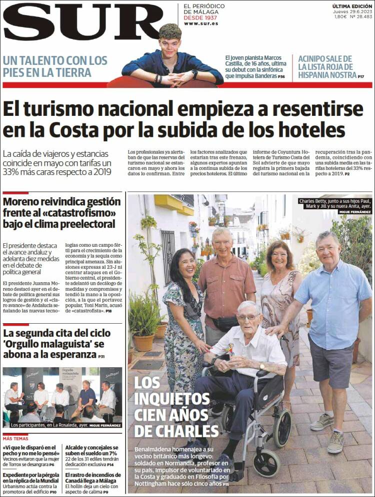 Portada de Diario el Sur (España)