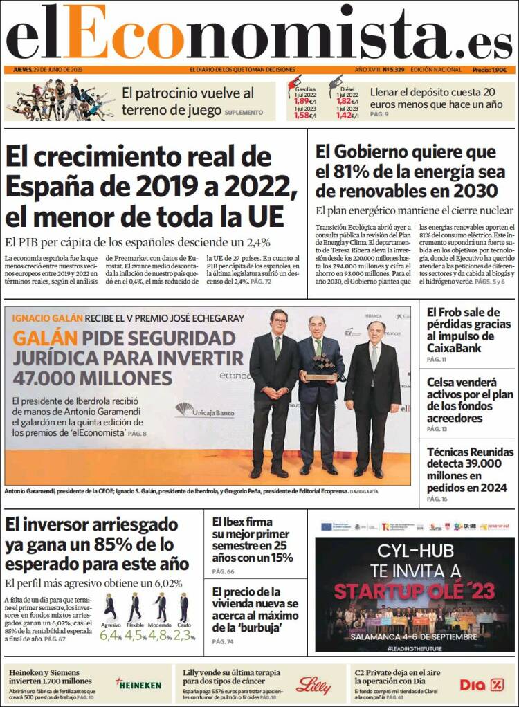 Portada de El Economista (Espa&ntilde;a)