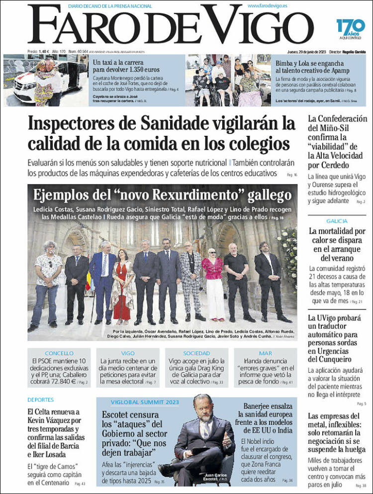 Portada de Faro de Vigo (España)