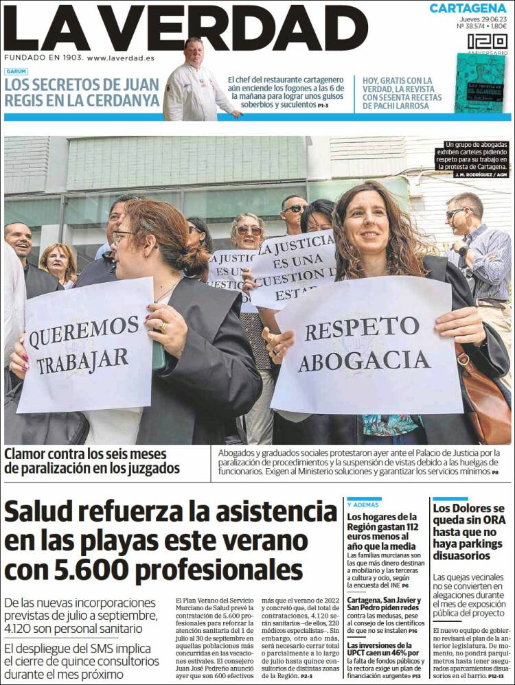 Portada de La Verdad de Cartagena (España)