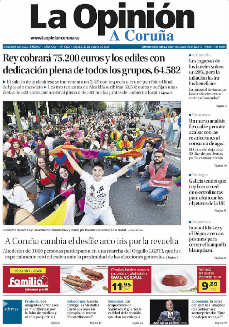 Portada de La Opinión de A Coruña (España)