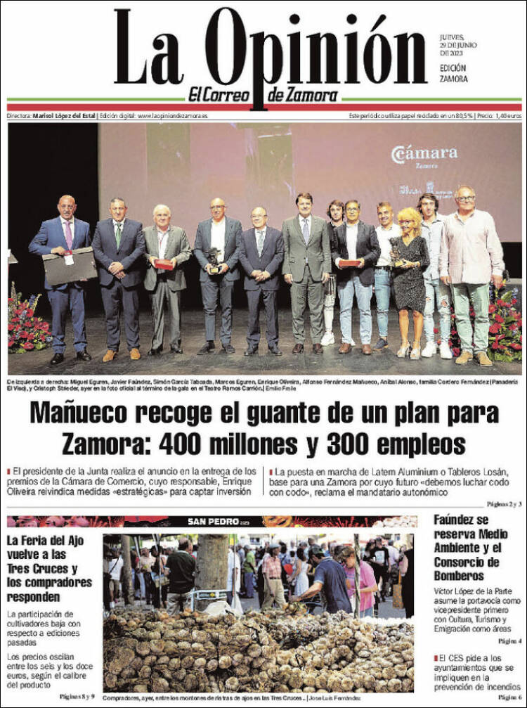 Portada de La Opinión - El Correo de Zamora (España)