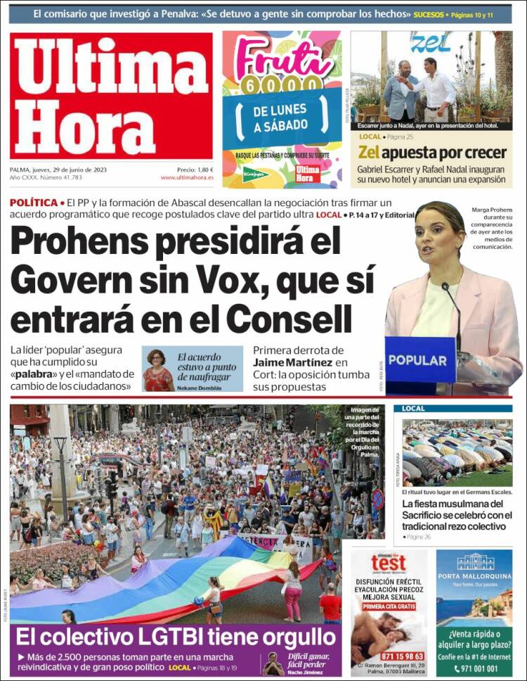 Portada de Última Hora (España)