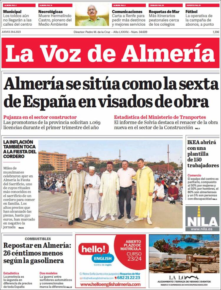 Portada de La Voz de Almería (España)