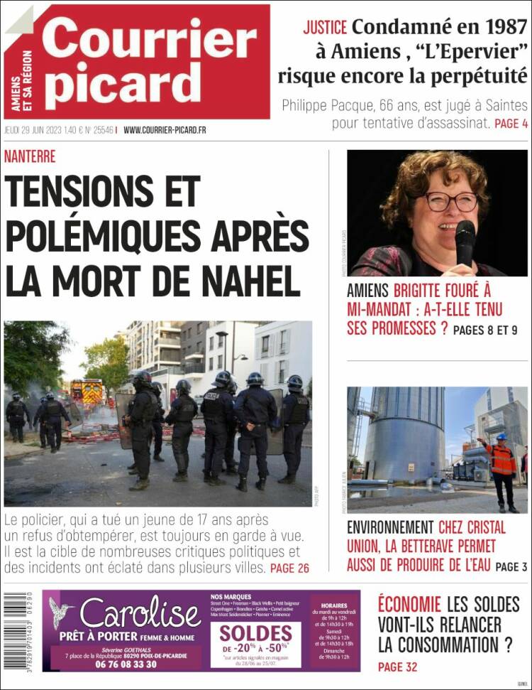 Portada de Courrier Picard (Francia)
